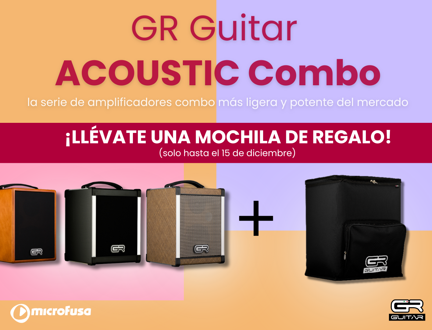 ¡Llévate una mochila premium con tu nuevo amplificador GR Guitar Acoustic!