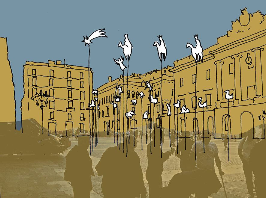 Microfusa da Sonido al Pesebre de Sant Jaume en Barcelona