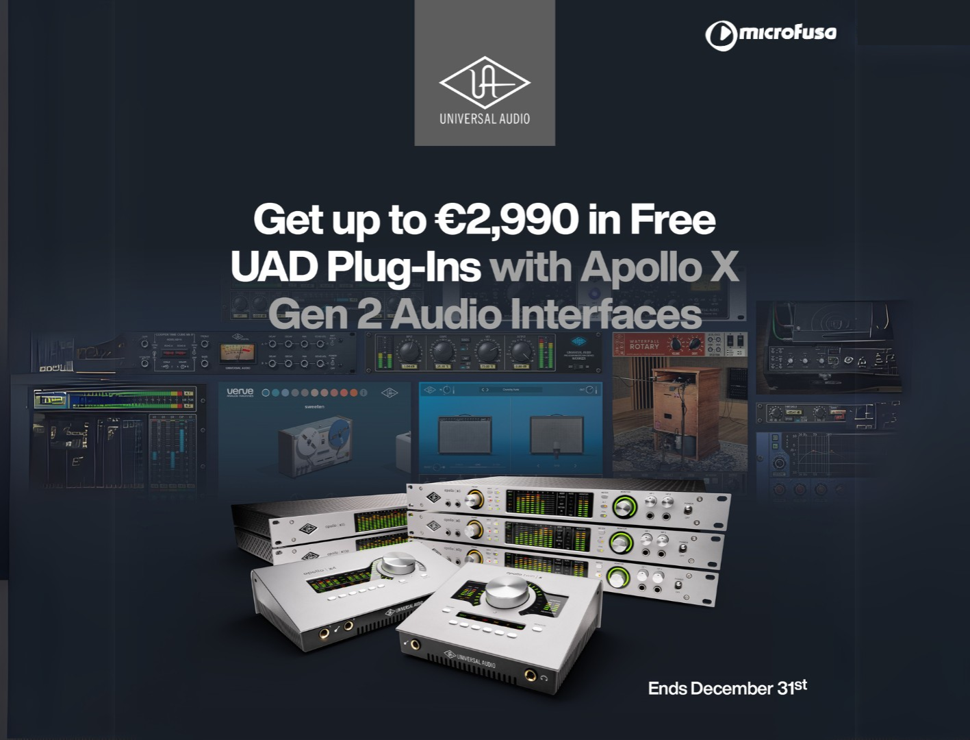Aprovecha la Oferta Black Friday: Consigue Hasta 2.990 € en Plug-ins UAD Gratis con la Apollo X Gen 2