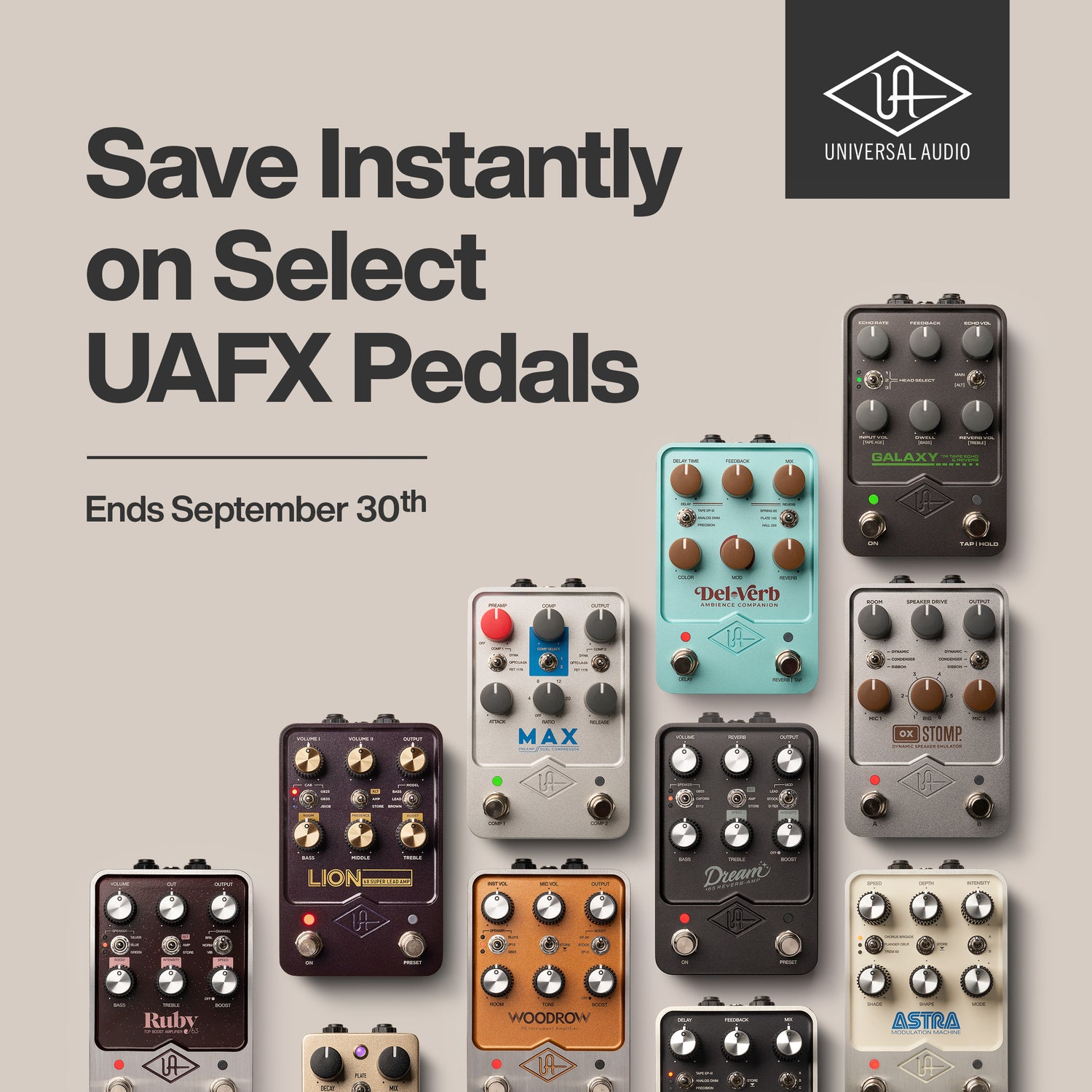 ¡Oferta Universal Audio! Descuentos en pedales UAFX