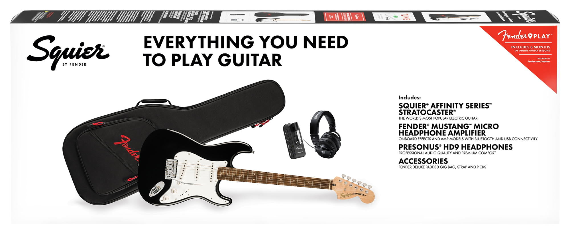 SQUIER PACK AFFINITY STRATOCASTER BLK Y MUSTANG MICRO