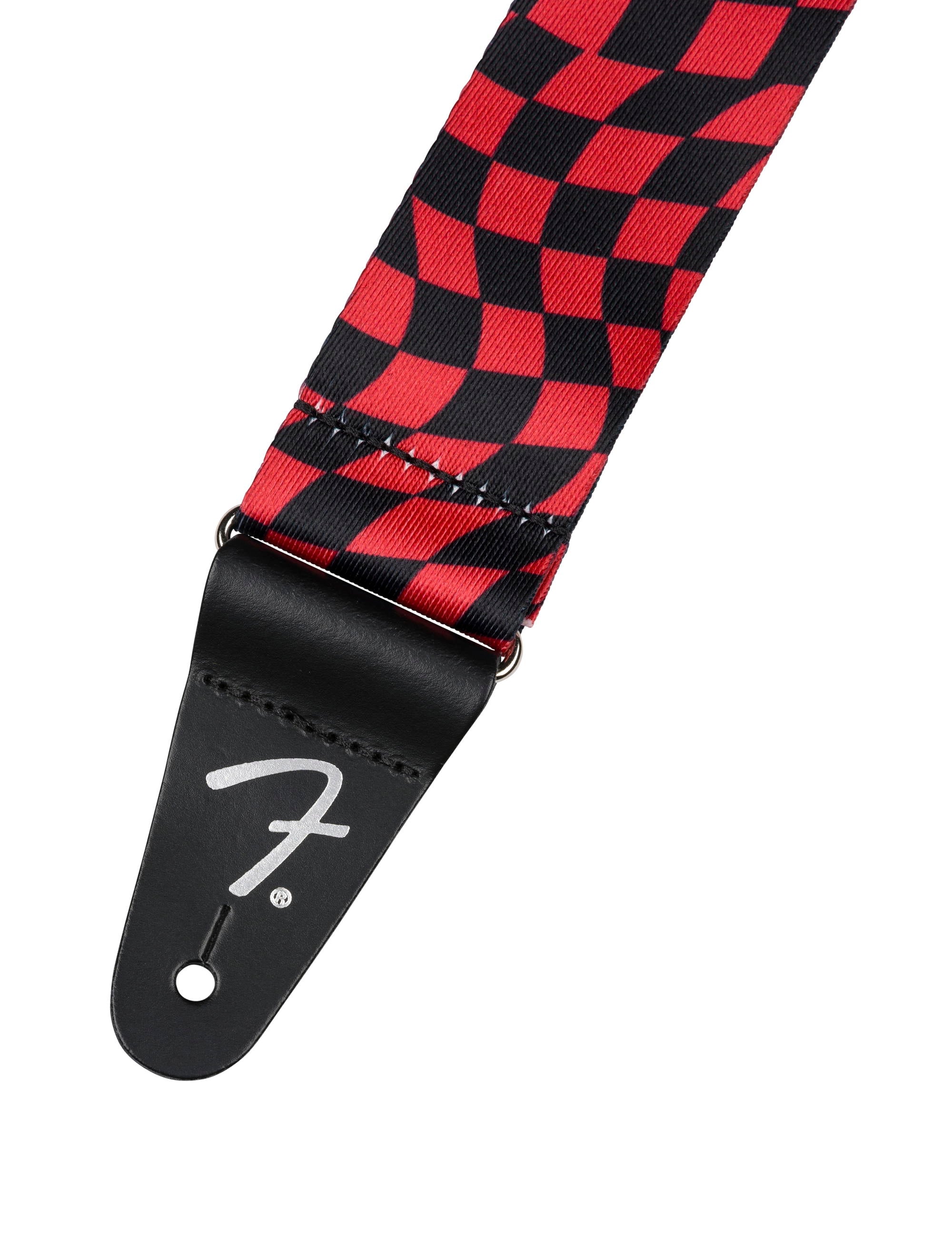 FENDER WAVY CHECKER POLY STRAP RED