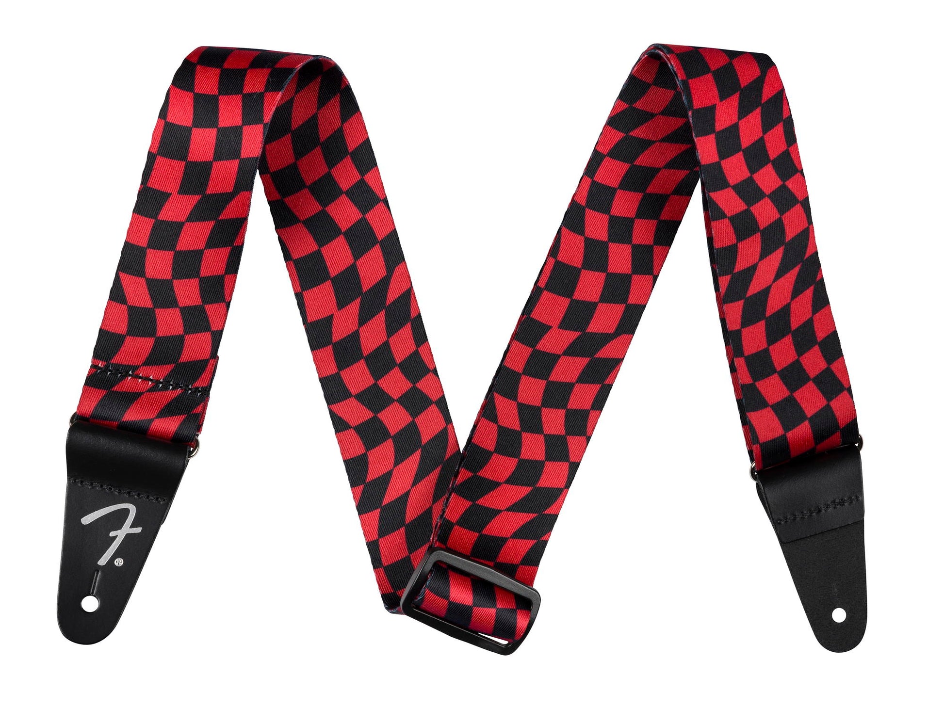FENDER WAVY CHECKER POLY STRAP RED