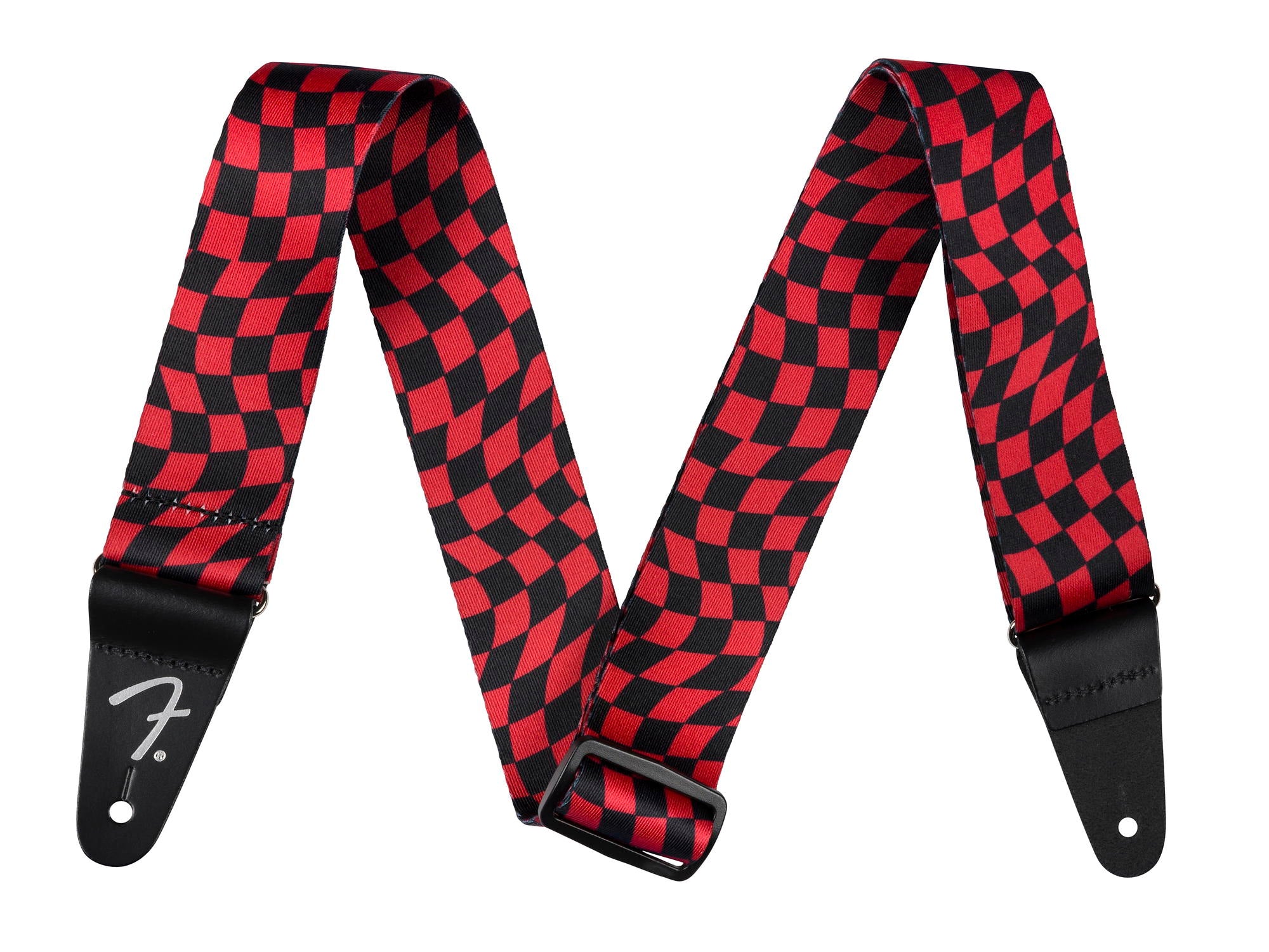 FENDER WAVY CHECKER POLY STRAP RED