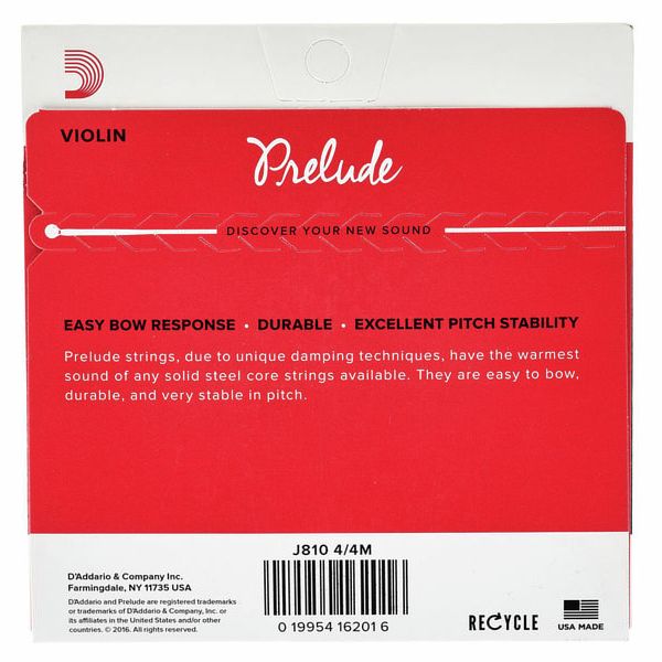 D'Addario Prelude, Cuerdas para violín, 4/4