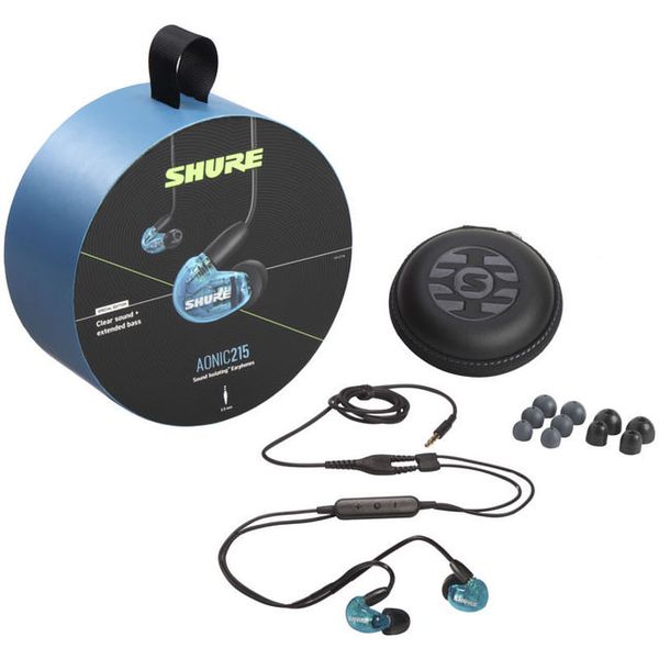 Shure SE215 con cable removible RMCE-UNI. Mic y control. Azul