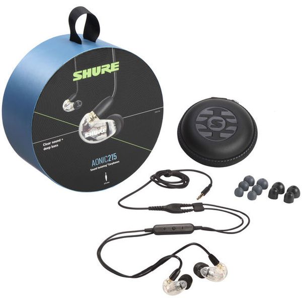 Shure SE215 con cable removible RMCE-UNI. Mic y control. Transparente