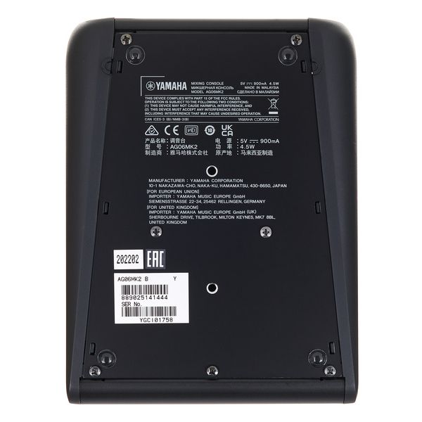 Yamaha AG06MK2B Mezclador de 6 canales USB