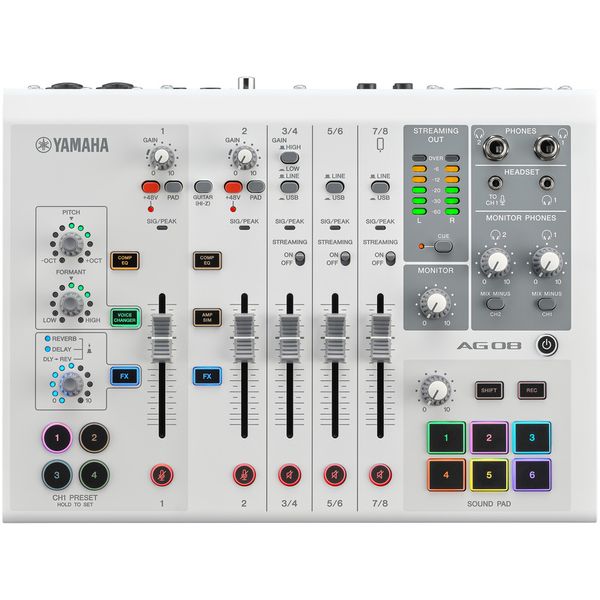 Yamaha AG08 White Mezclador de transmisión en vivo