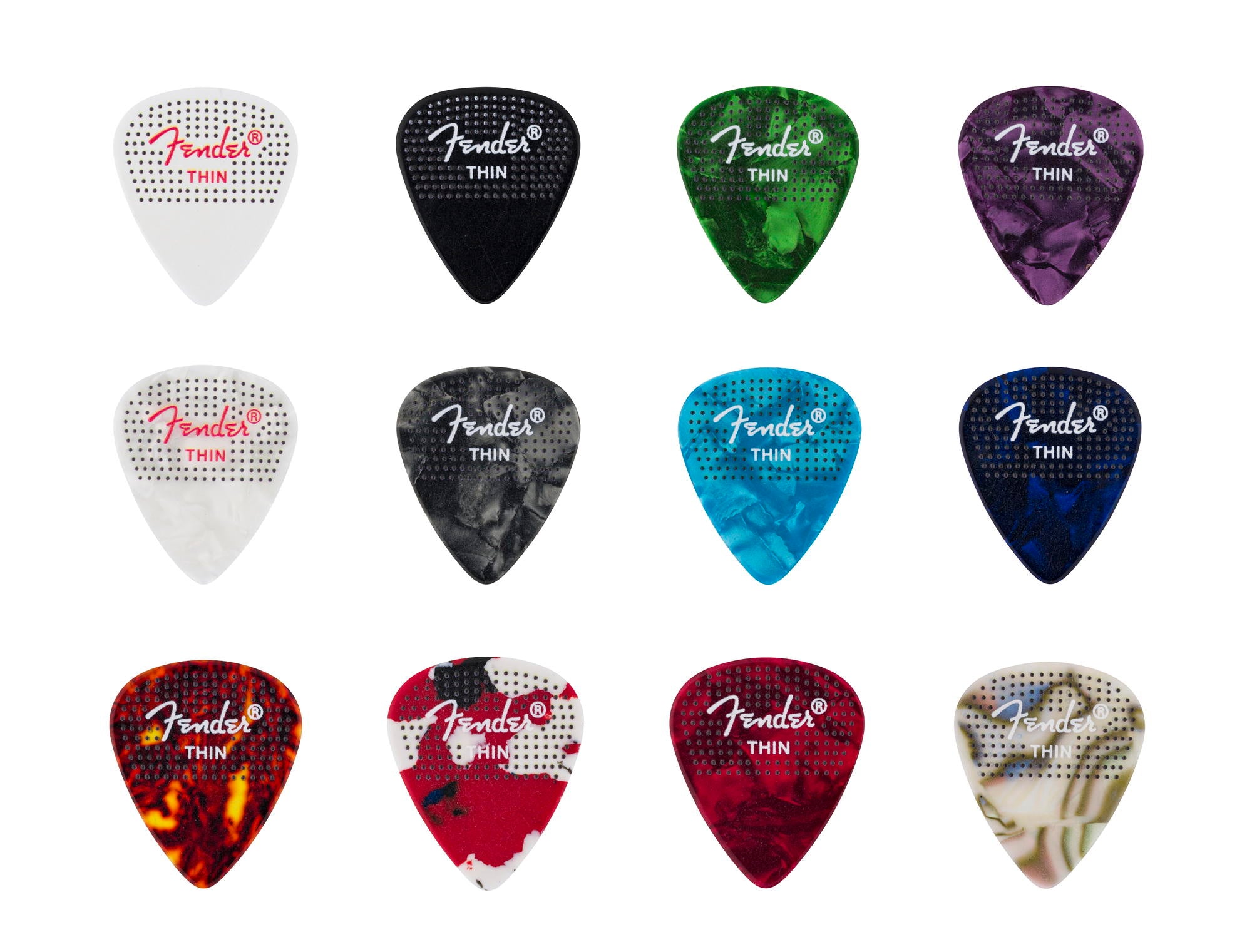 351 Dotted Celluloid Picks, 12-Pack, Thin