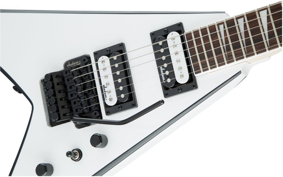 JACKSON JS KING V JS32 WHITE CON RIBETE NEGRO