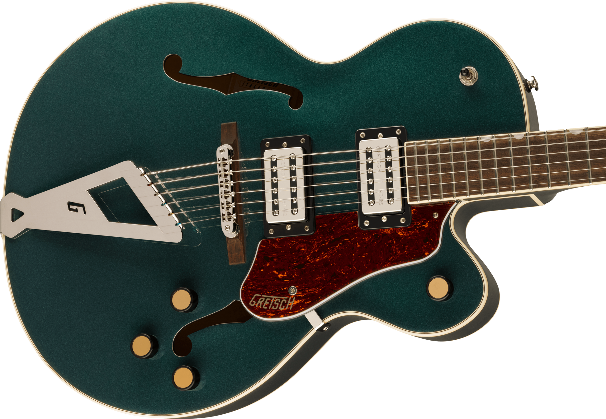 GRETSCH G2420 STREAMLINER HOLLOW   CHROMATIC II TAILPIECE CADILLAC GREEN