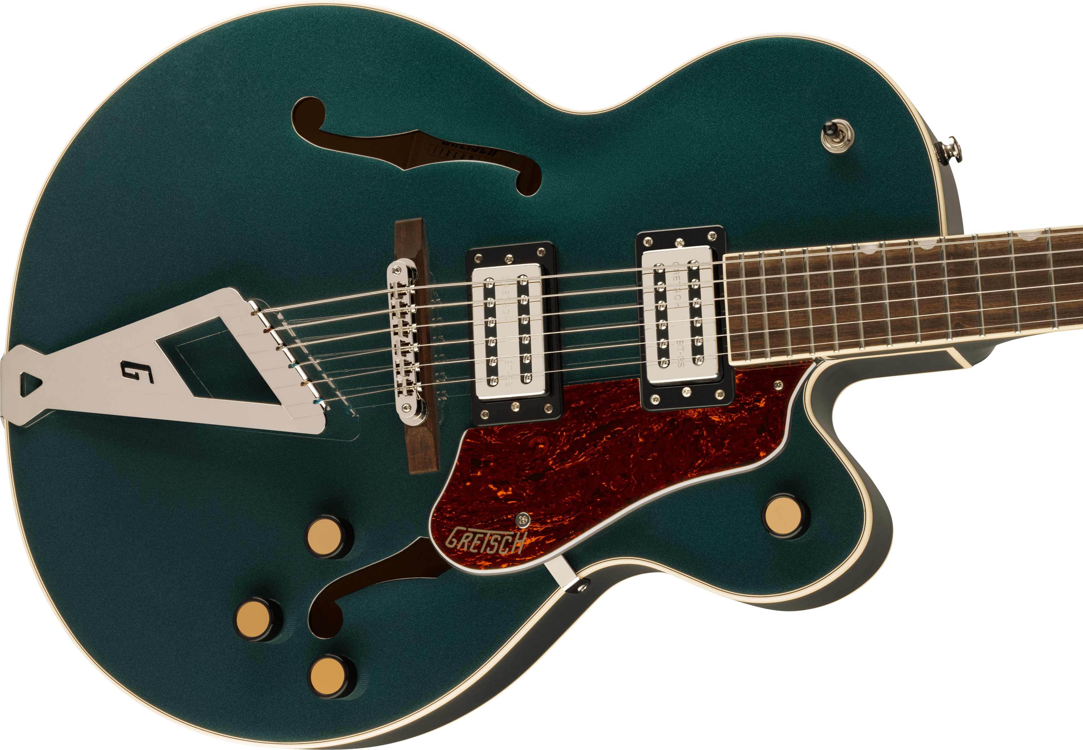 GRETSCH G2420 STREAMLINER HOLLOW   CHROMATIC II TAILPIECE CADILLAC GREEN