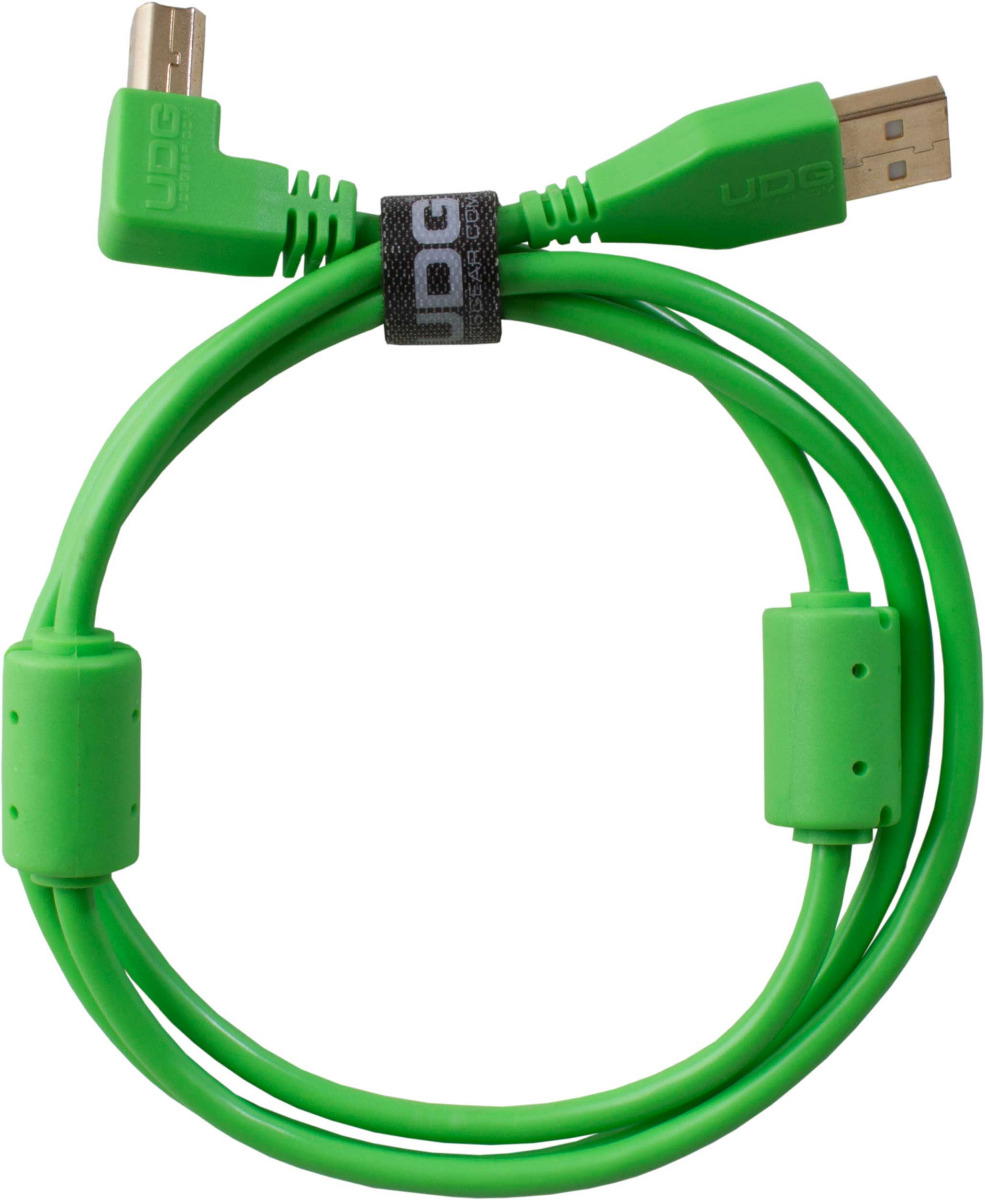 UDG Ultimate USB 2.0 A-B Verde Conec. Ángulo 1m