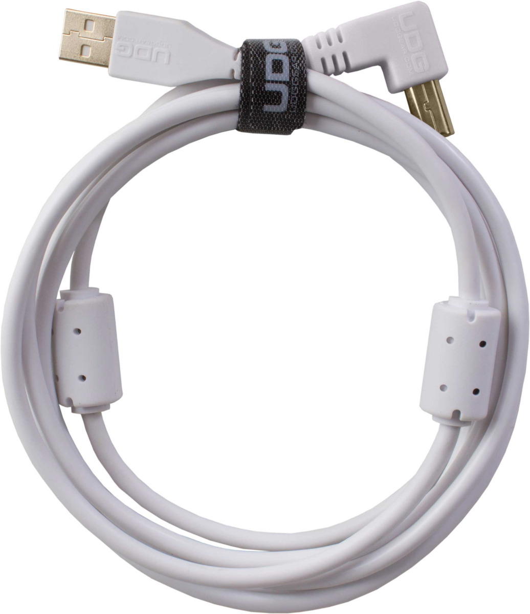 UDG Ultimate USB 2.0 A-B Blanco Conec. Ángulo 3m