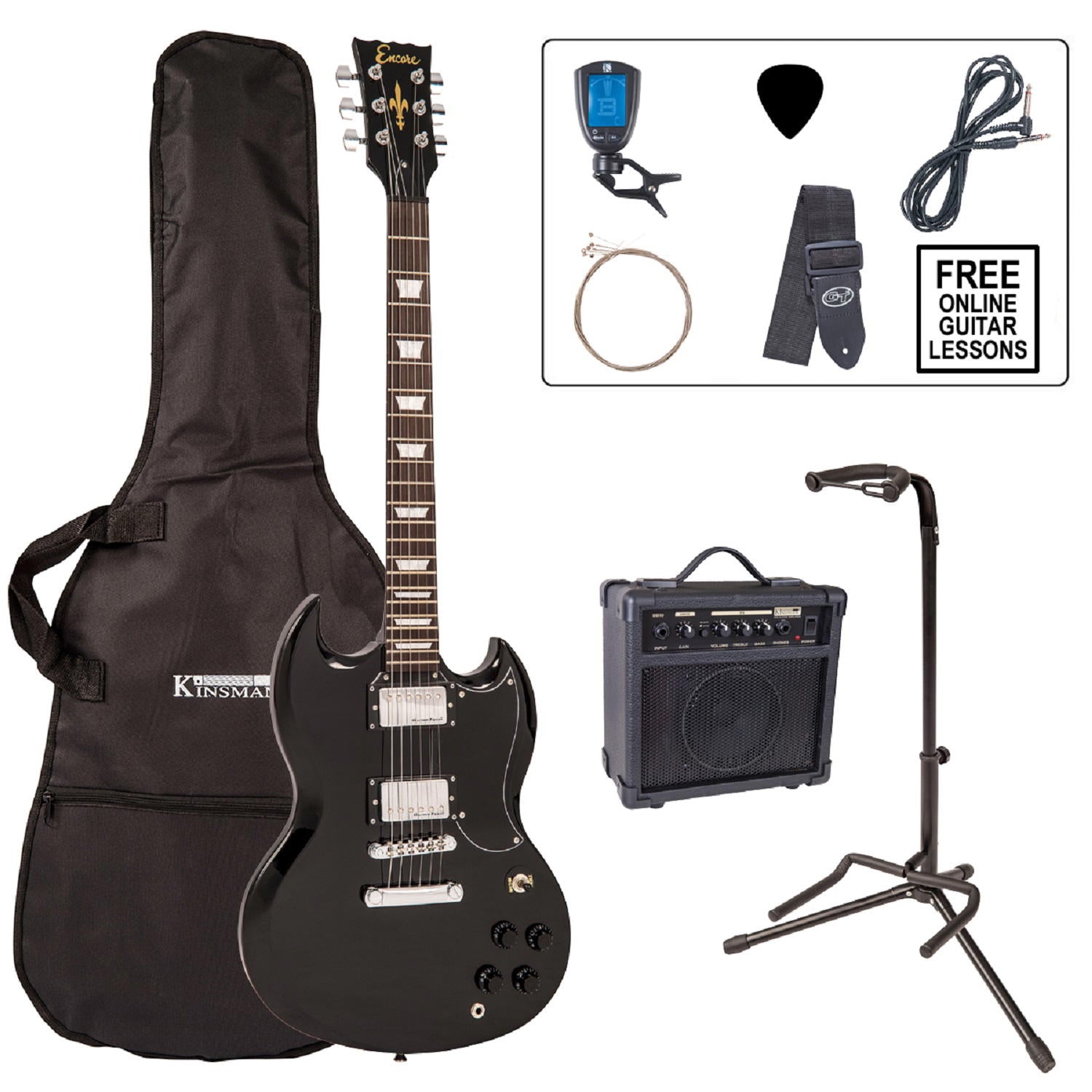 ENCORE ELECTRIC GUITAR OUTFIT - GLOSS BLACK