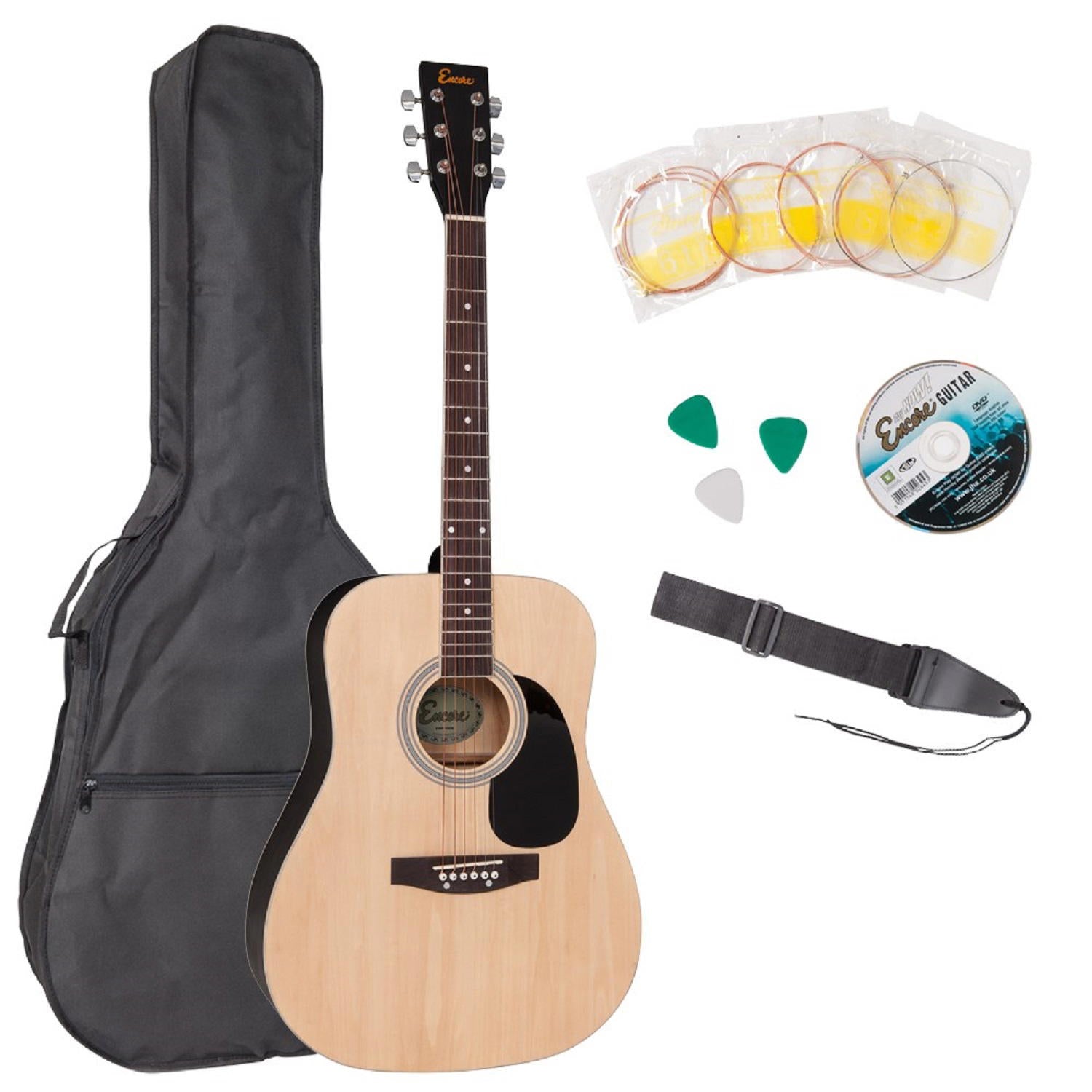 ENCORE ACOUSTIC GUITAR OUTFIT - NATURAL +  Soporte Gratis
