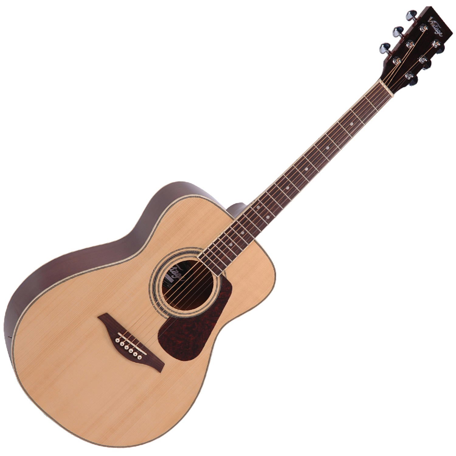 VINTAGE FOLK GUITAR- SOLID TOP- NATURAL + Soporte Gratis