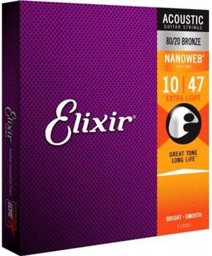 Elixir Cuerdas Guitarra Acústica Nanoweb Extra Light