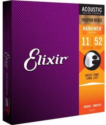 Elixir Nanoweb 80/20 Bronze CL 11-52 Cuerdas Guitarra acústica