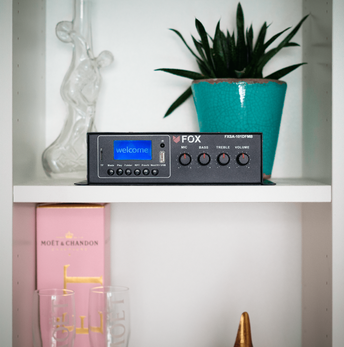 FOX FXSA-101DFMB Mini amplificador Stereo con Bluetooth