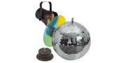 Mirrorballset 30 cm mirror ball,motor,pinspot,colors