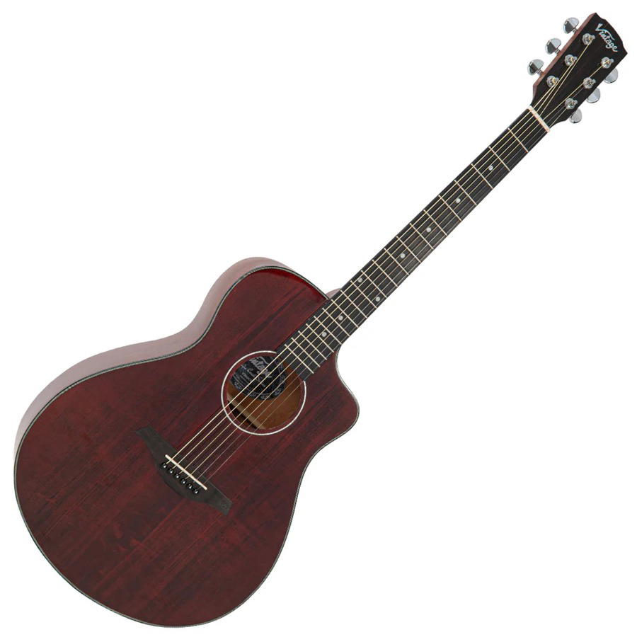 VINTAGE PACIFIC COAST SERIES ACOUSTIC GUITAR - CLARET RED