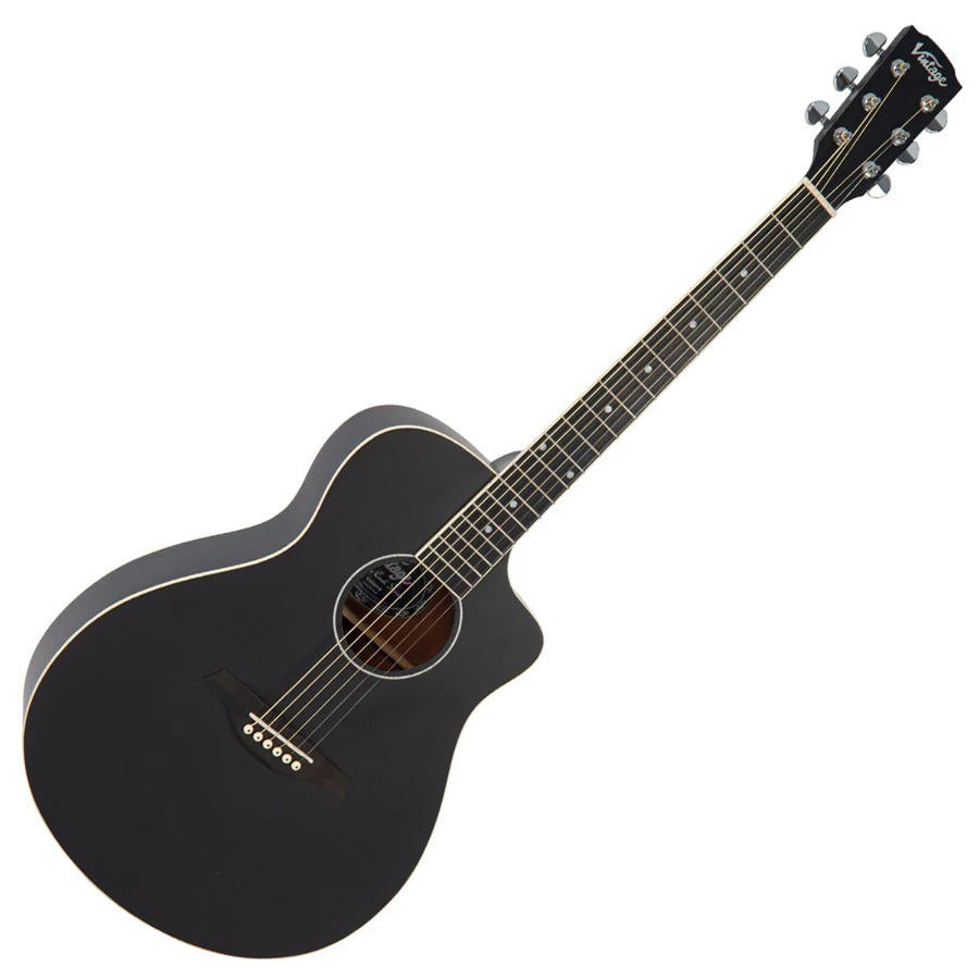 VINTAGE PACIFIC COAST SERIES ACOUSTIC GUITAR - MIDNITE BLACK
