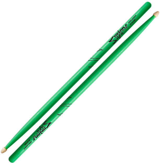 Zildjian Baquetas Natural 5A Acorn. Color Neon Gre